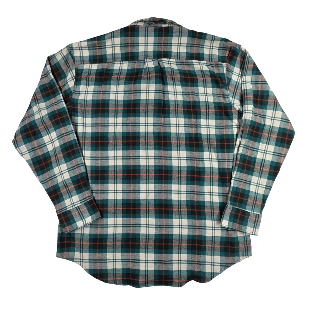 GH Bass Men L Teal Plaid Thermal Flannel Button Down Shirt Easy Care New - Picture 10 of 10